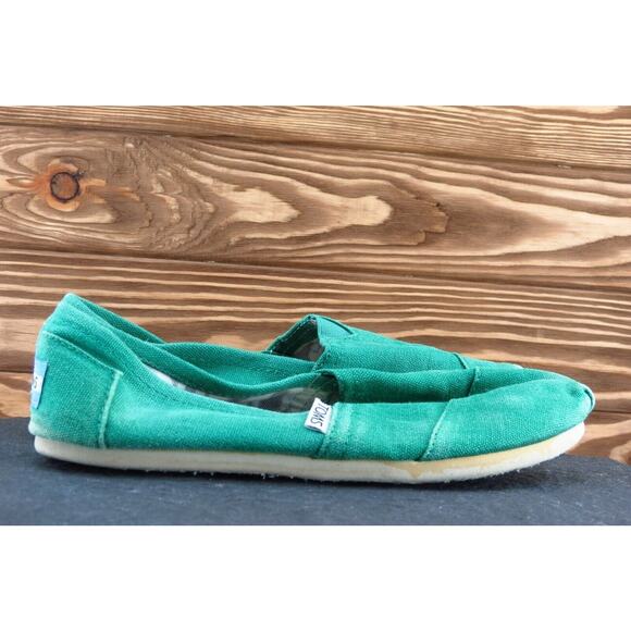 Toms Size 6.5 M‎ Round Toe Green Flats Fabric Women - Picture 4 of 7